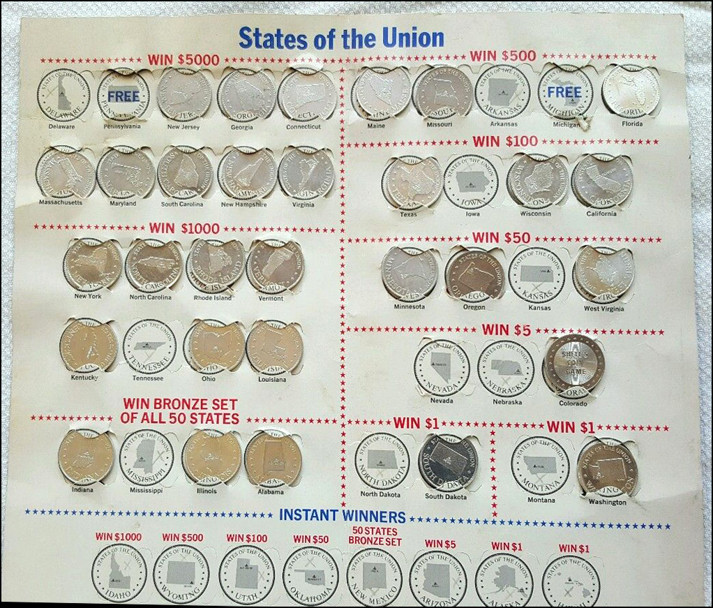 SC South Carolina  State Union U.S State Token Shell's Coin Game 